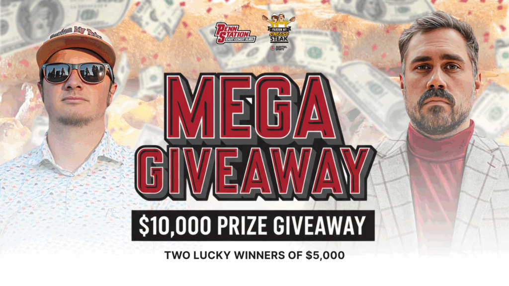 Penn Station East Coast Subs Mega Giveaway. Ten-thousand dollar prize giveaway. Two lucky winners of five-thousand dollars.
