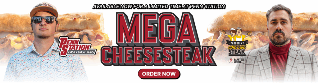 Available now for a limited time at Penn Station. Mega Cheesesteak. Order Now.